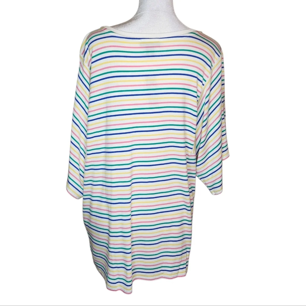 NEW J Crew Colorful Striped Short Sleeve Top Size XL